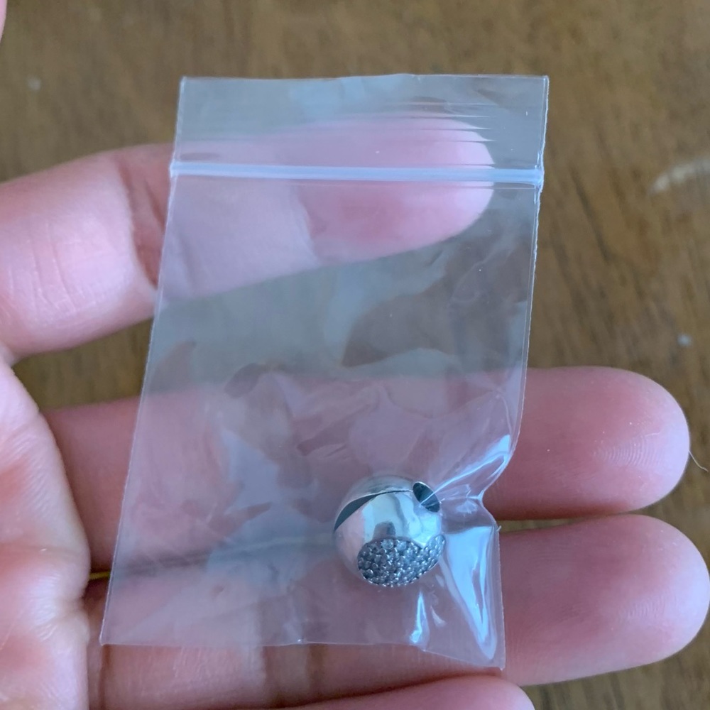 NWOT Disney Mickey Mouse Pave Stopper Safety Clip Charm Sterling Silver 925 - Picture 2 of 10